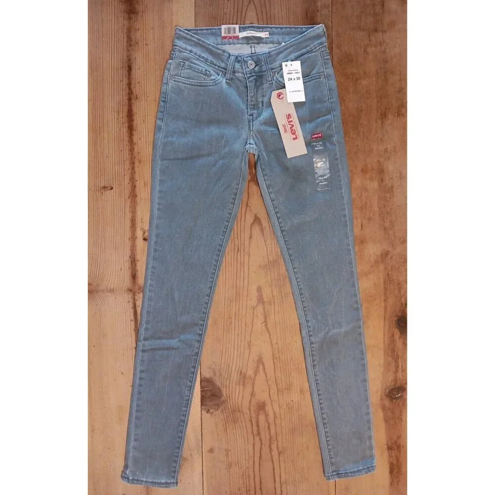 Levis 711 Skinny Jeans Womens 24 Gray Denim Stretch Medium Wash Mid Rise NWT $54 - Picture 3 of 8